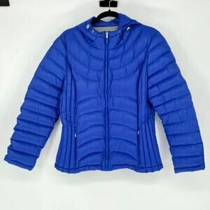 Andrew Marc Women's Royal Blue Packable Lightweight Hooded Down Jacket - XL